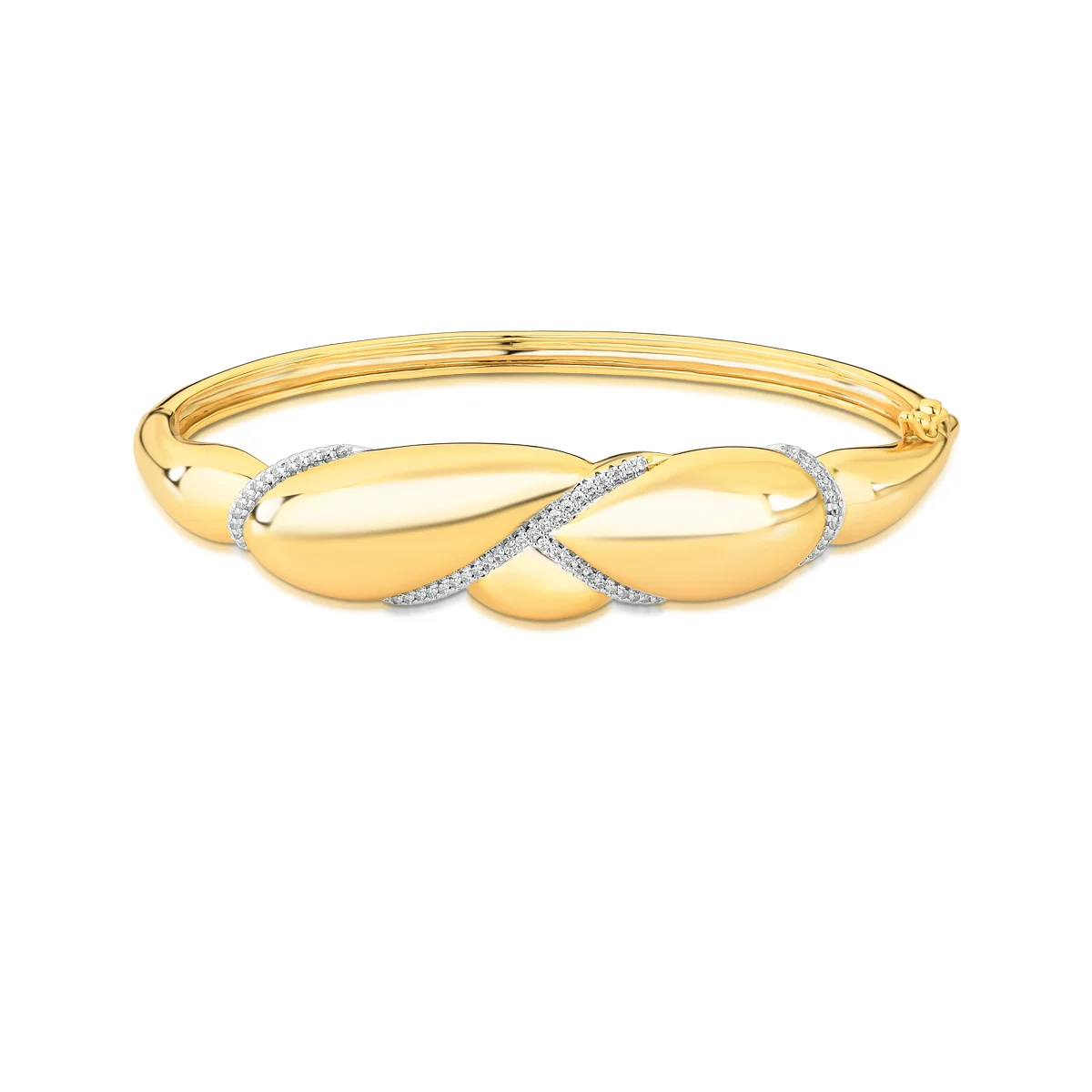 Bracelete abaulado zircônia ouro semijoia